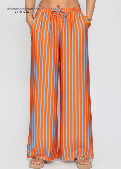 Ariadna | Pantalón a rayas · Naranja