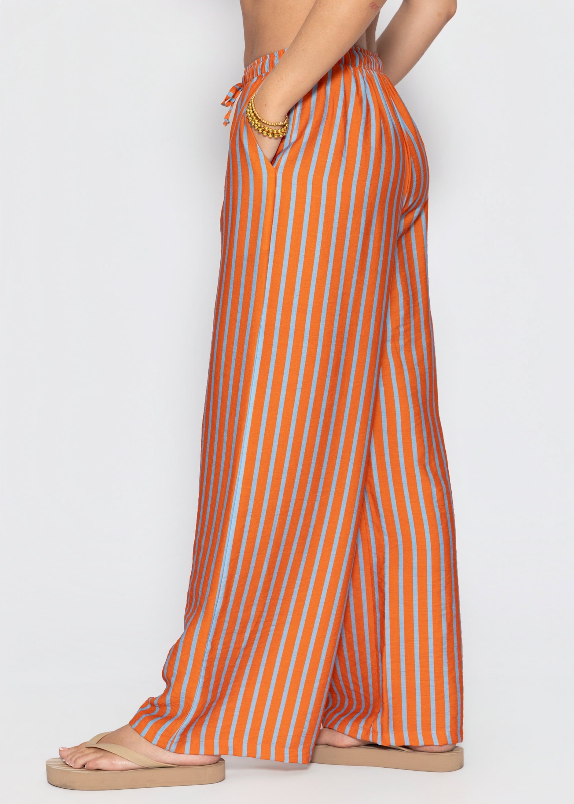 Ariadna | Pantalón a rayas · Naranja