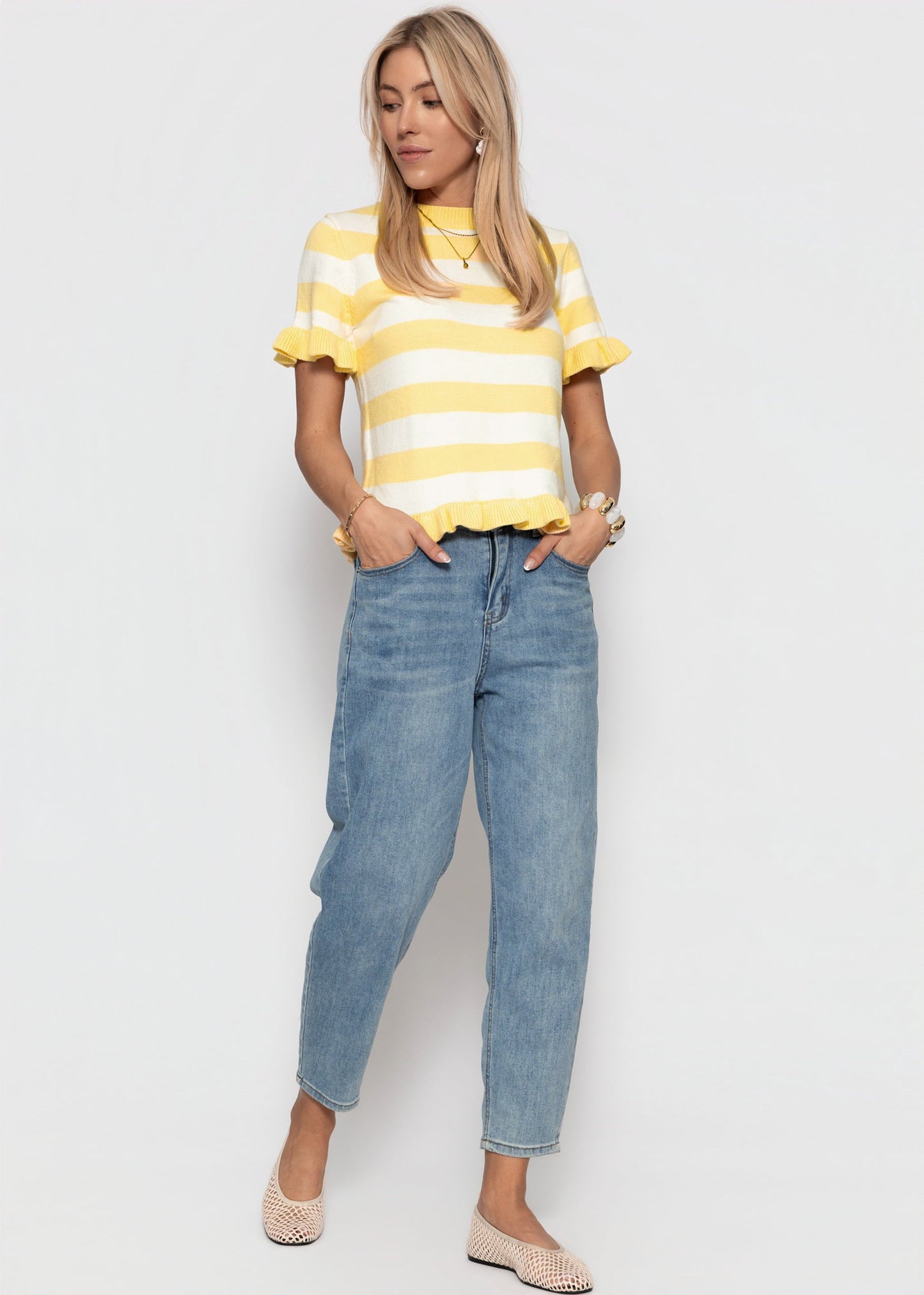 Carmela | Jersey a rayas · Blanco roto y amarillo mantequilla
