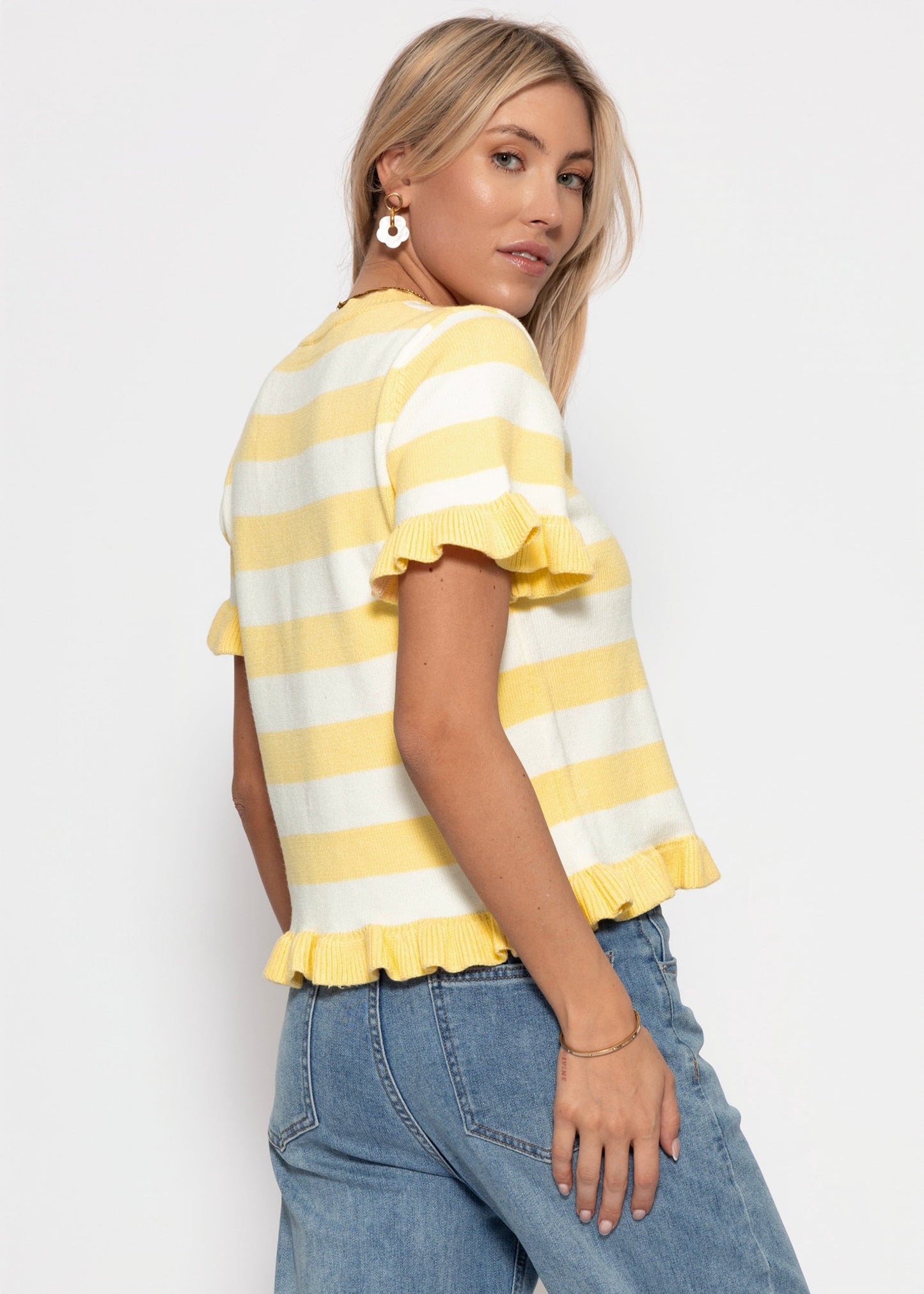 Carmela | Jersey a rayas · Blanco roto y amarillo mantequilla