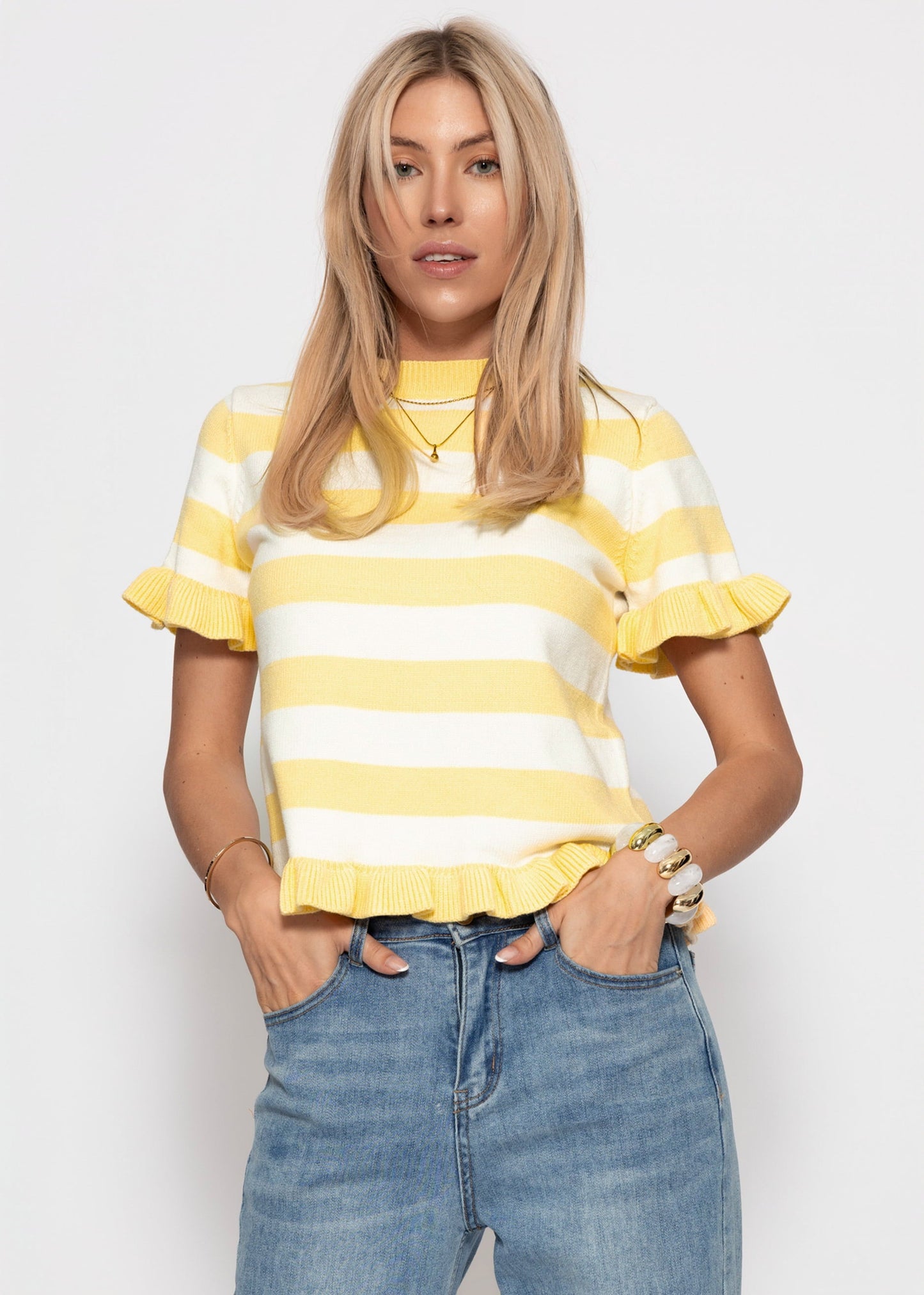Carmela | Jersey a rayas · Blanco roto y amarillo mantequilla