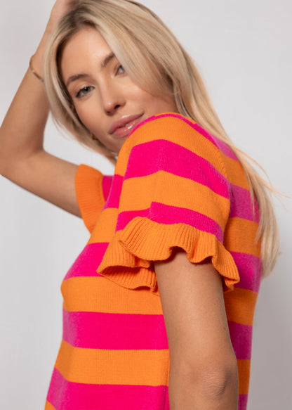 Carmela | Jersey a rayas · Naranja y fucsia