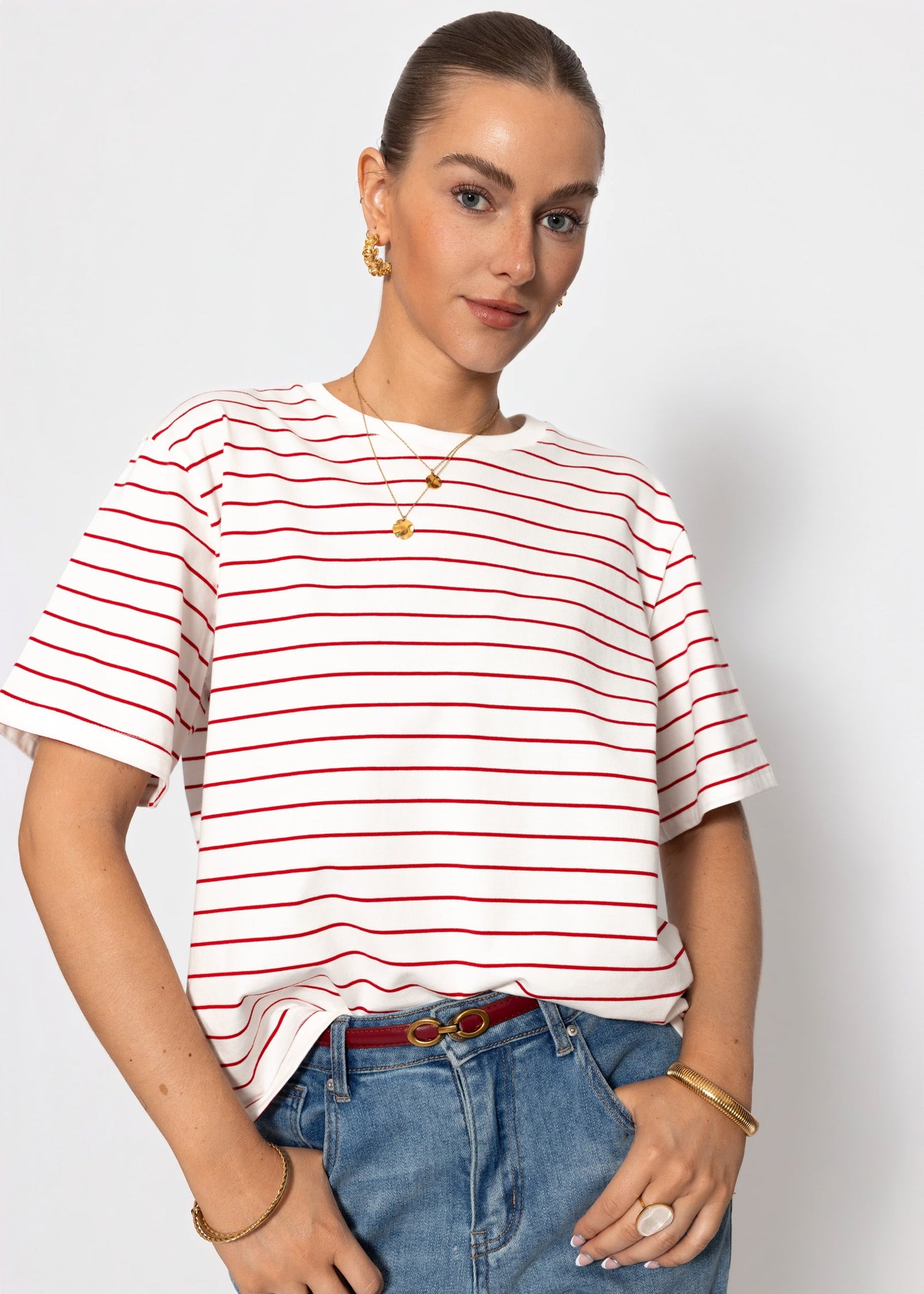 Frida | Camiseta a rayas · Blanco