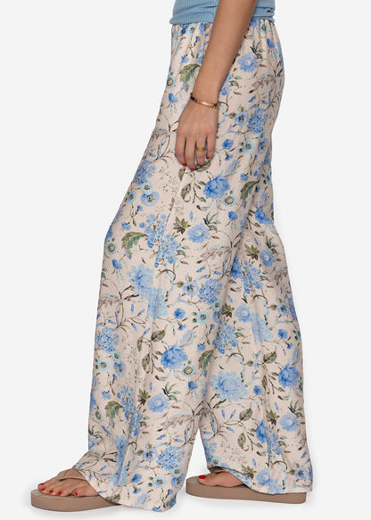 Aurora | Pantalón floral · Beige y azul
