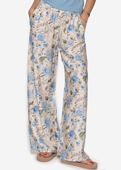 Aurora | Pantalón floral · Beige y azul