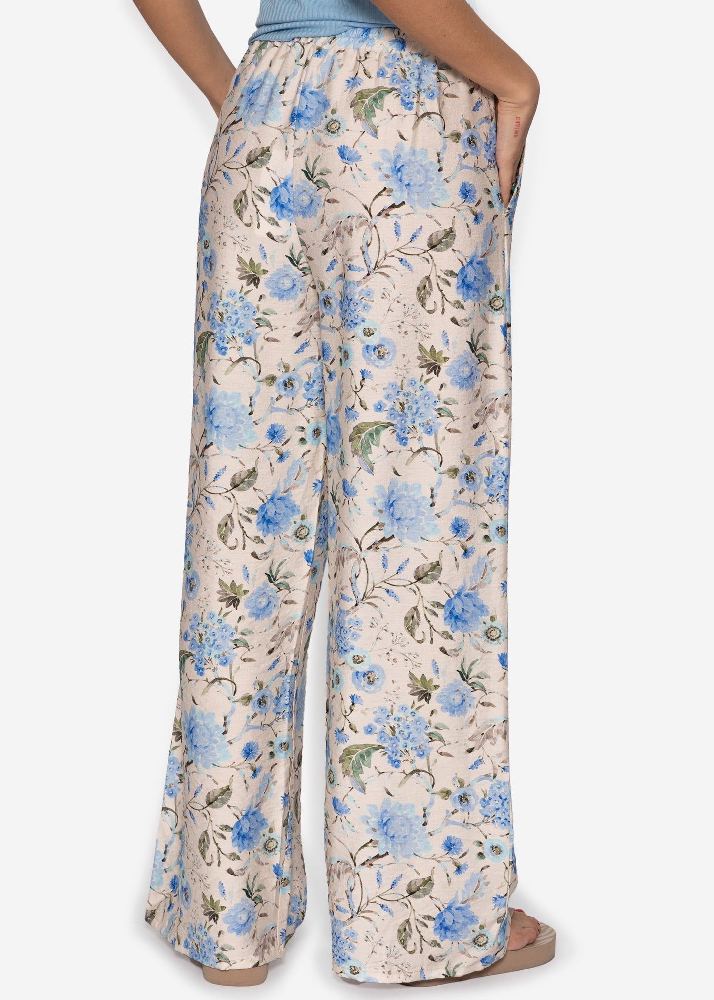 Aurora | Pantalón floral · Beige y azul