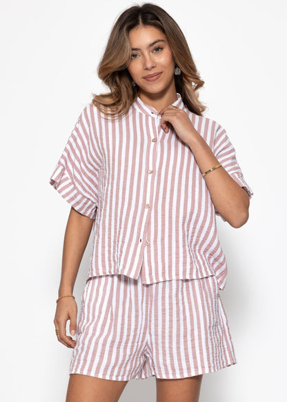 Tea | Blusa de muselina a rayas · Rosa empolvado