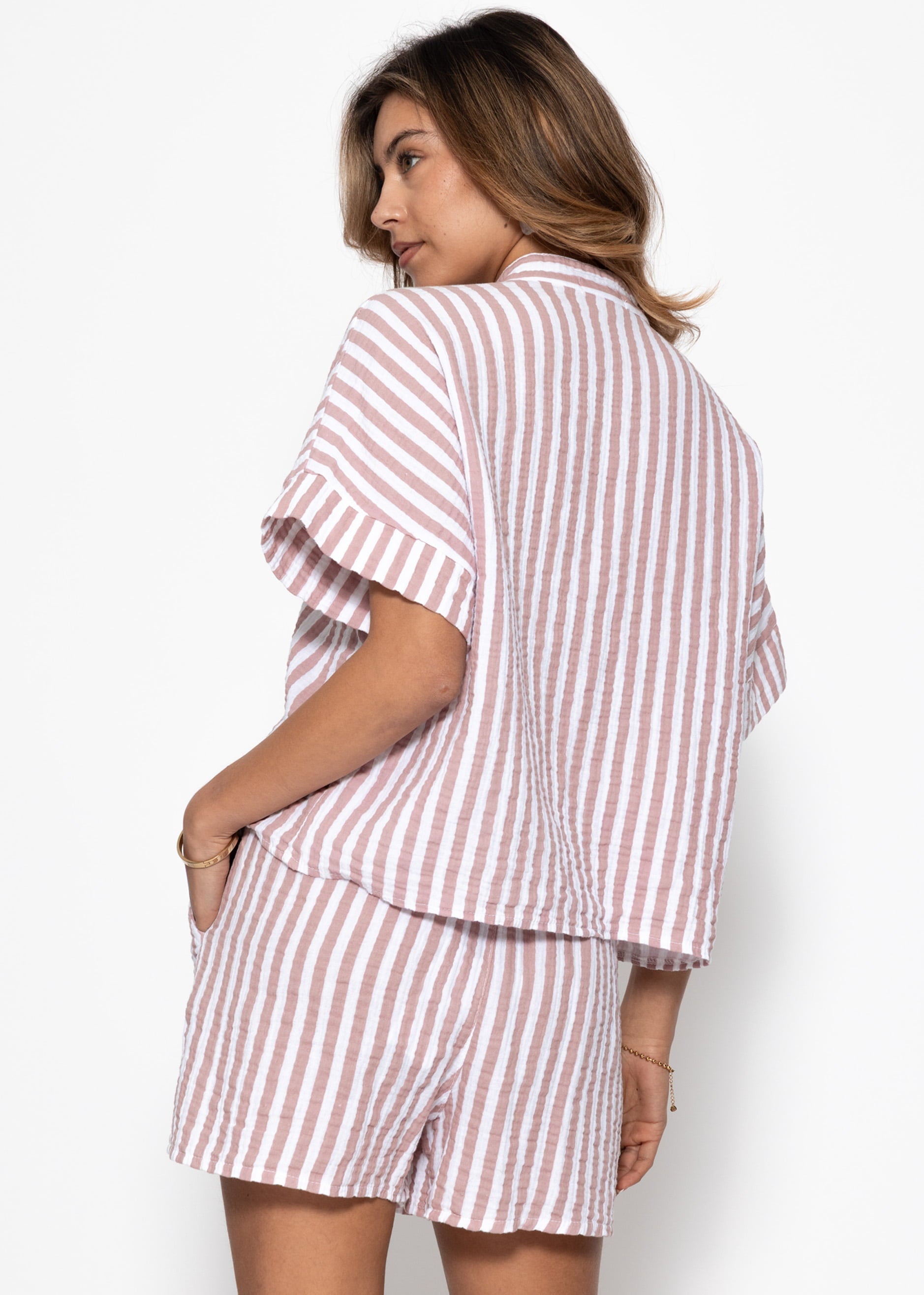 Tea | Blusa de muselina a rayas · Rosa empolvado