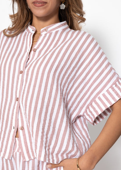 Tea | Blusa de muselina a rayas · Rosa empolvado