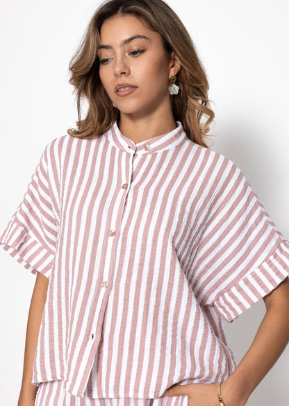 Tea | Blusa de muselina a rayas · Rosa empolvado