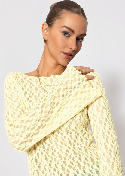 Mila | Camiseta de manga larga de encaje · Amarillo