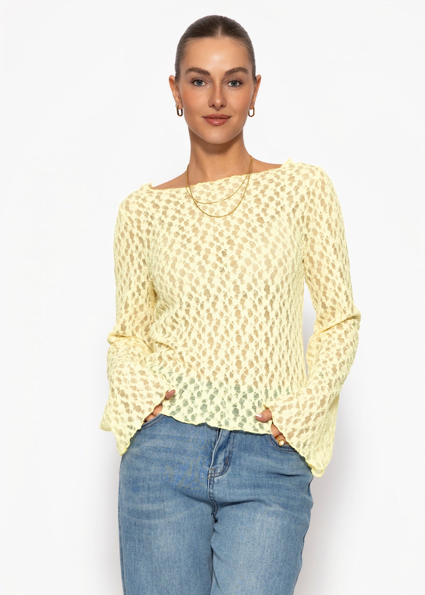 Mila | Camiseta de manga larga de encaje · Amarillo