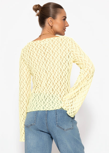 Mila | Camiseta de manga larga de encaje · Amarillo
