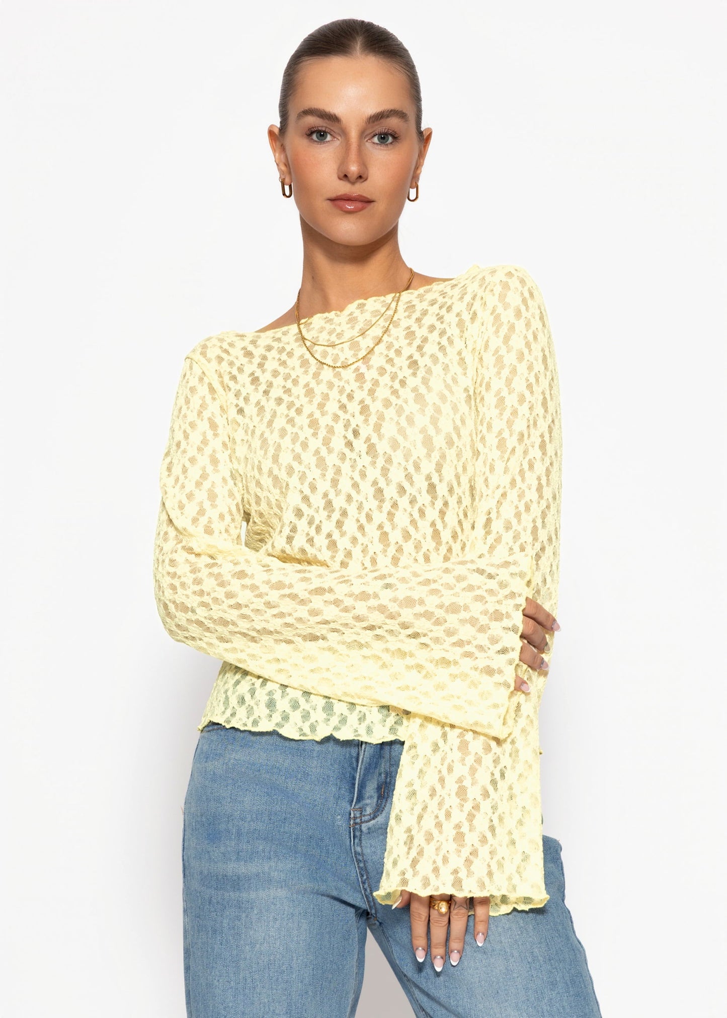 Mila | Camiseta de manga larga de encaje · Amarillo