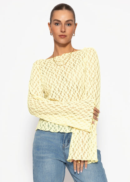 Mila | Camiseta de manga larga de encaje · Amarillo