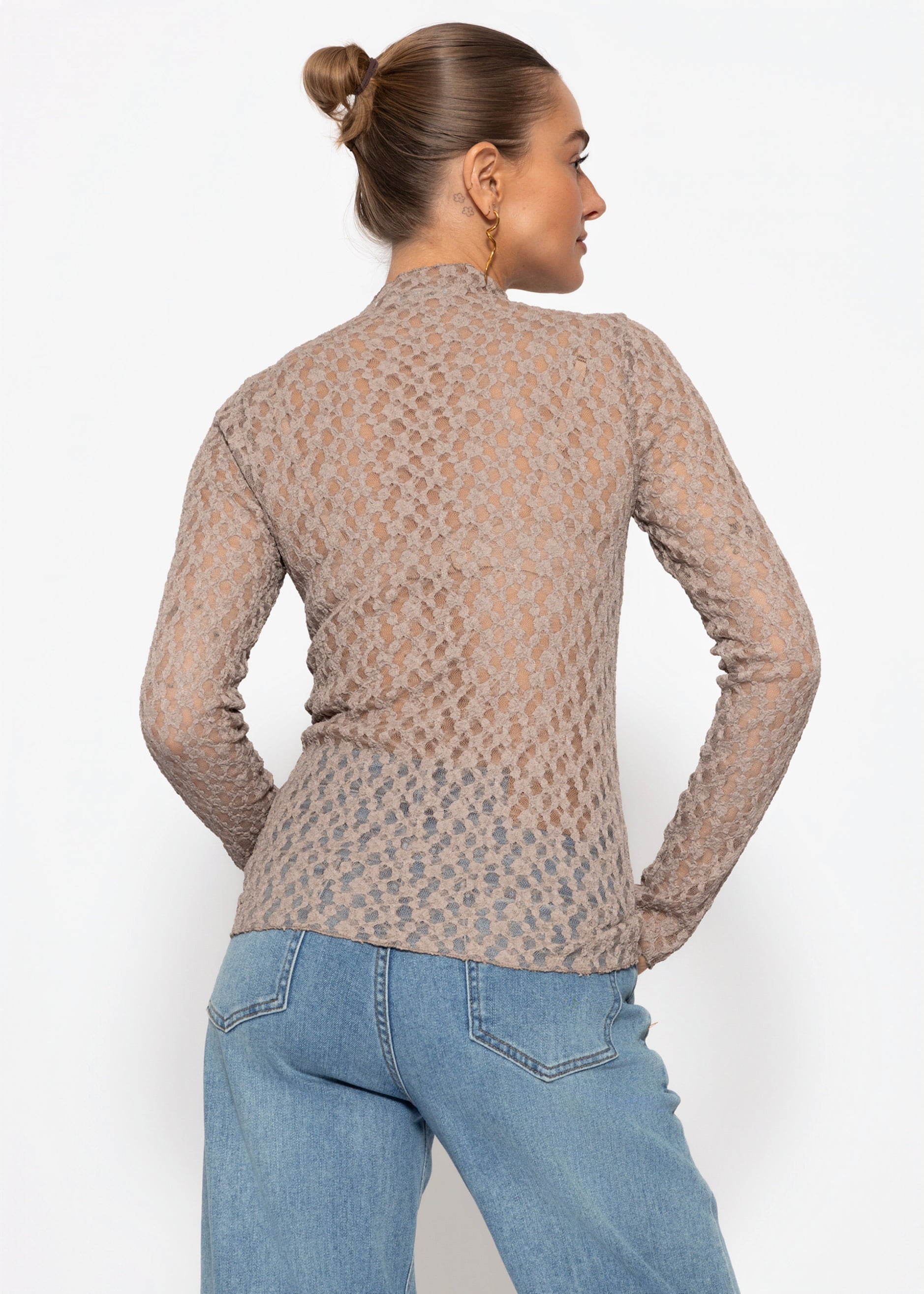 Helena | Camiseta de manga larga de encaje · Taupe