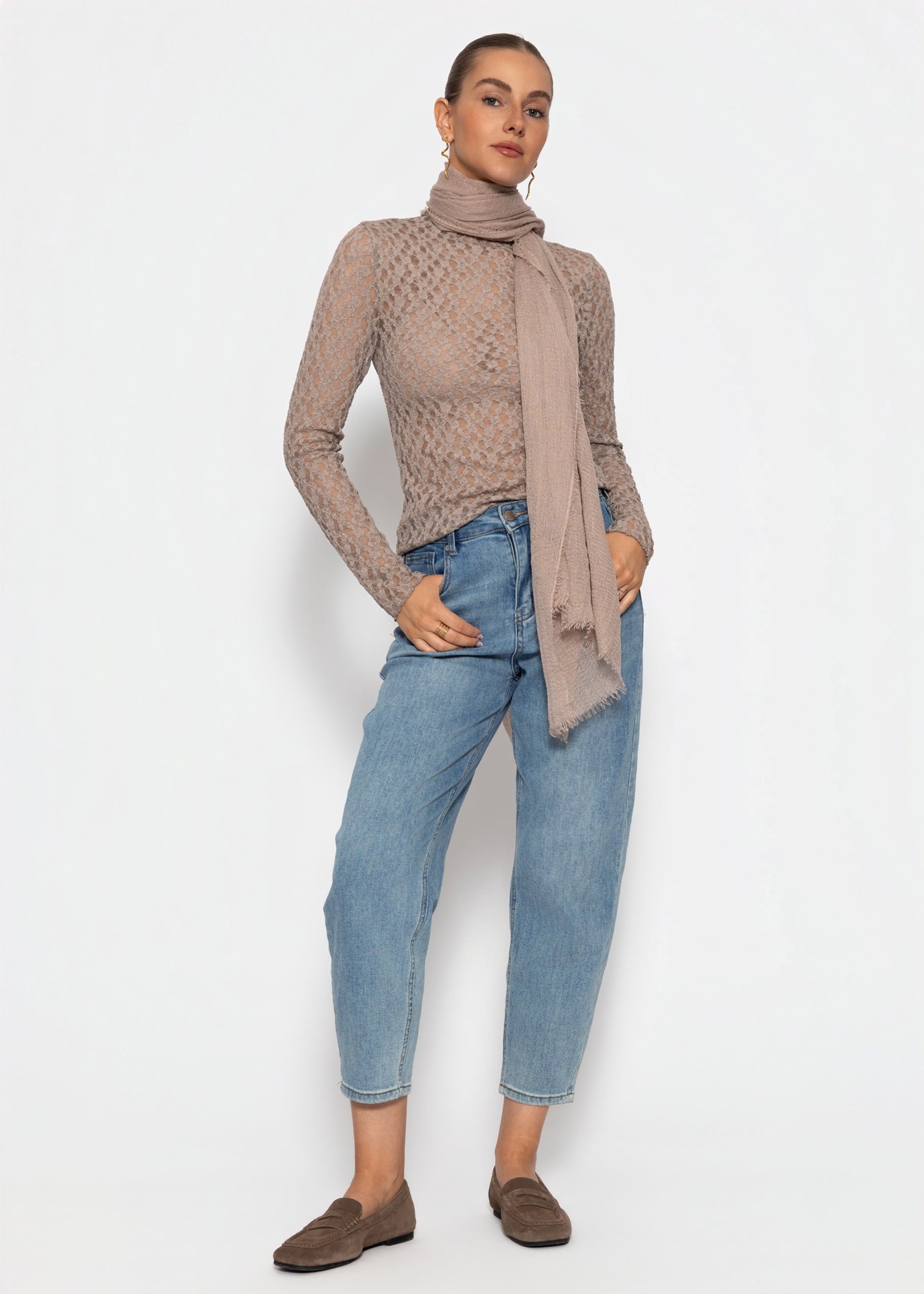 Helena | Camiseta de manga larga de encaje · Taupe