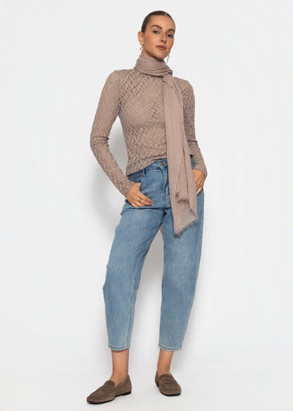 Helena | Camiseta de manga larga de encaje · Taupe