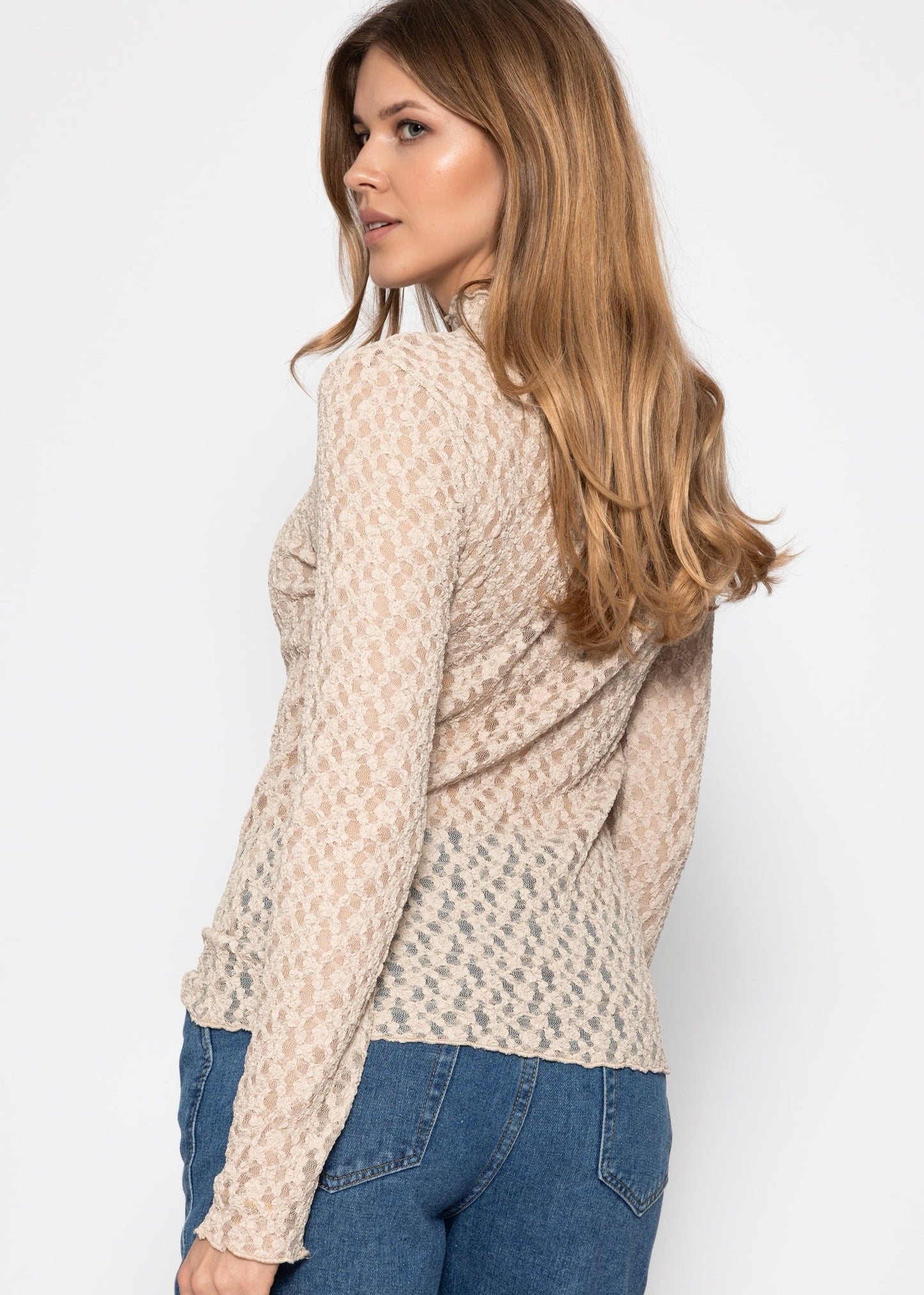 Helena | Camiseta de manga larga de encaje · Beige