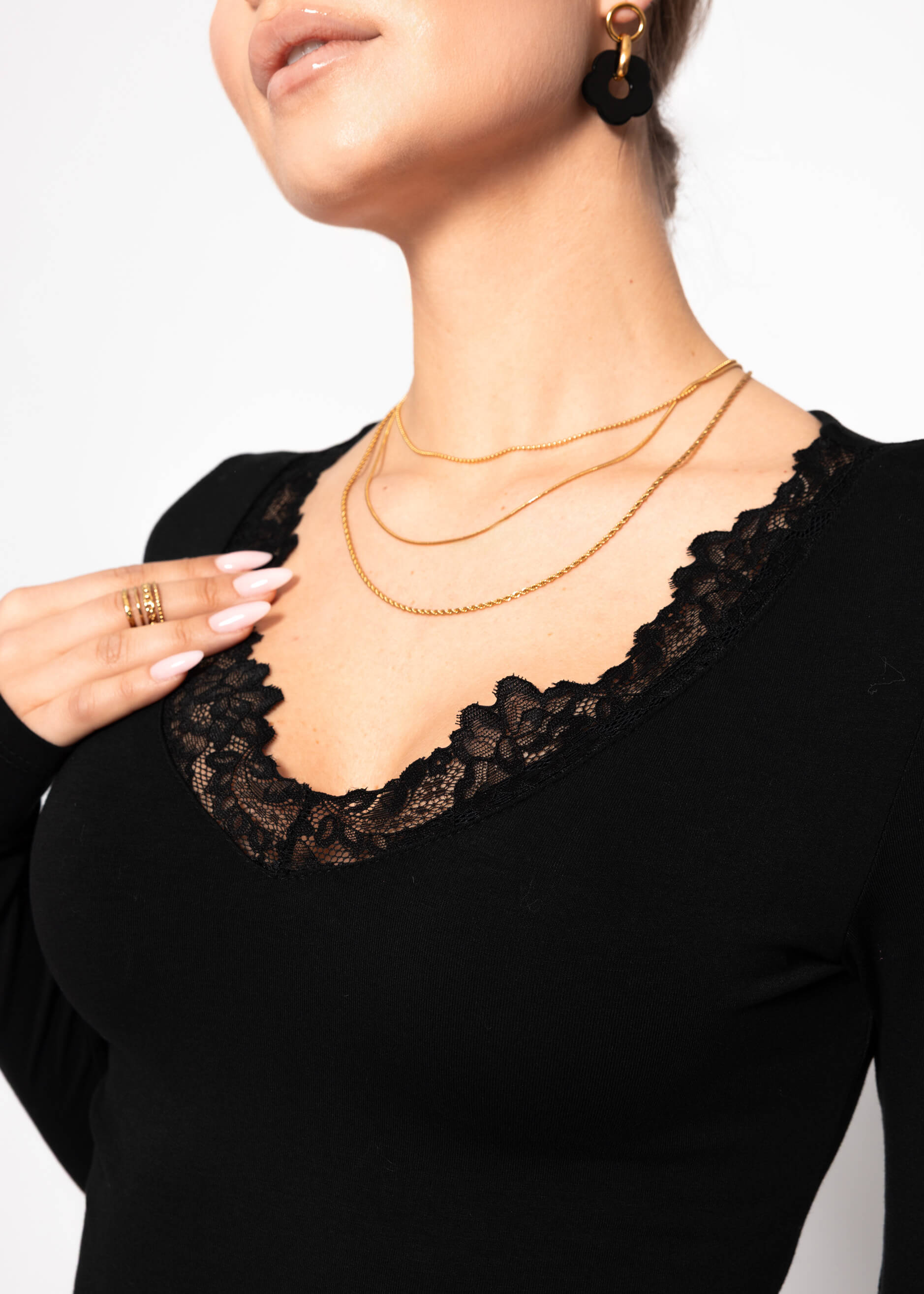 Noa | Camiseta de manga larga de encaje · Negro