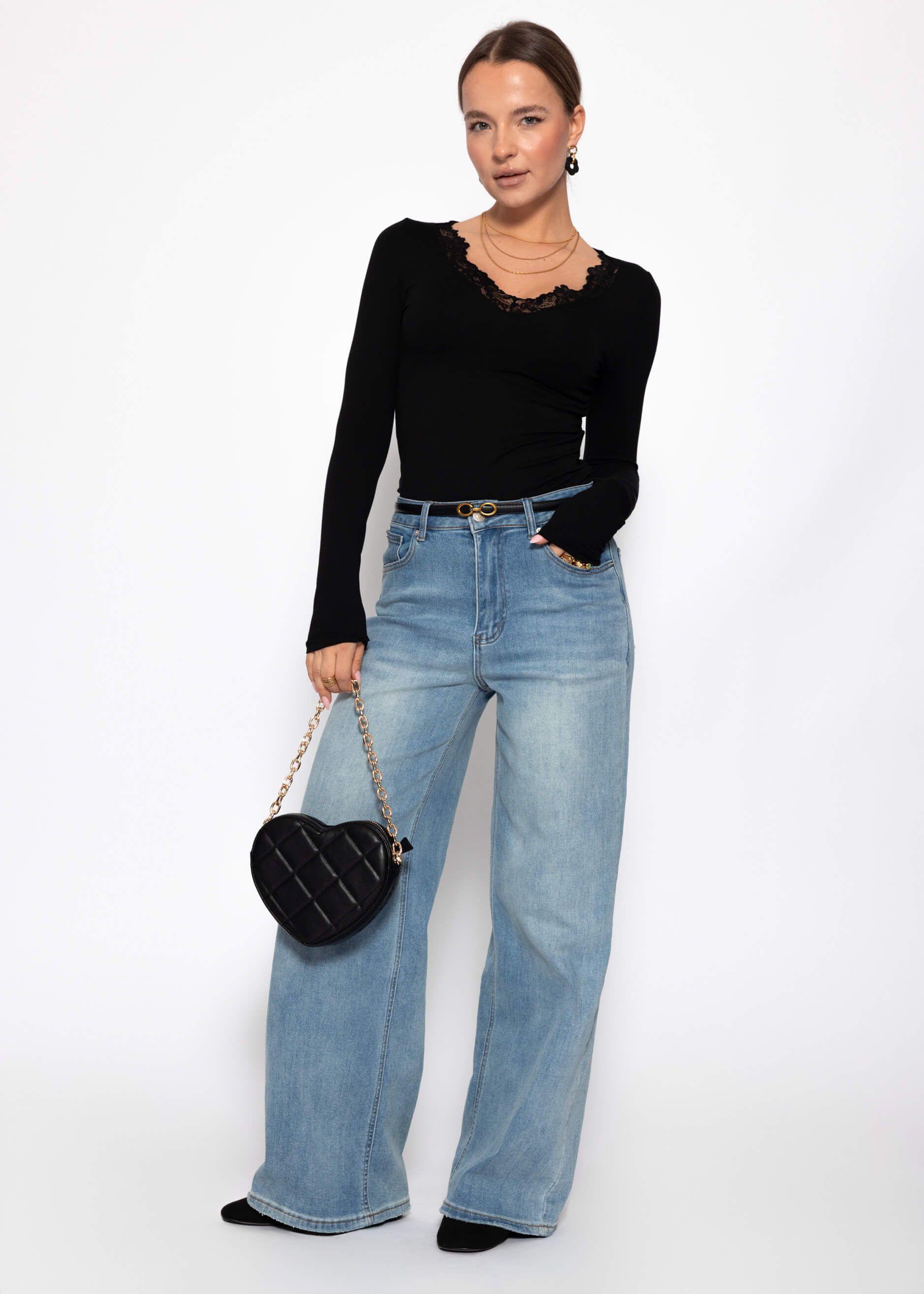 Noa | Camiseta de manga larga de encaje · Negro