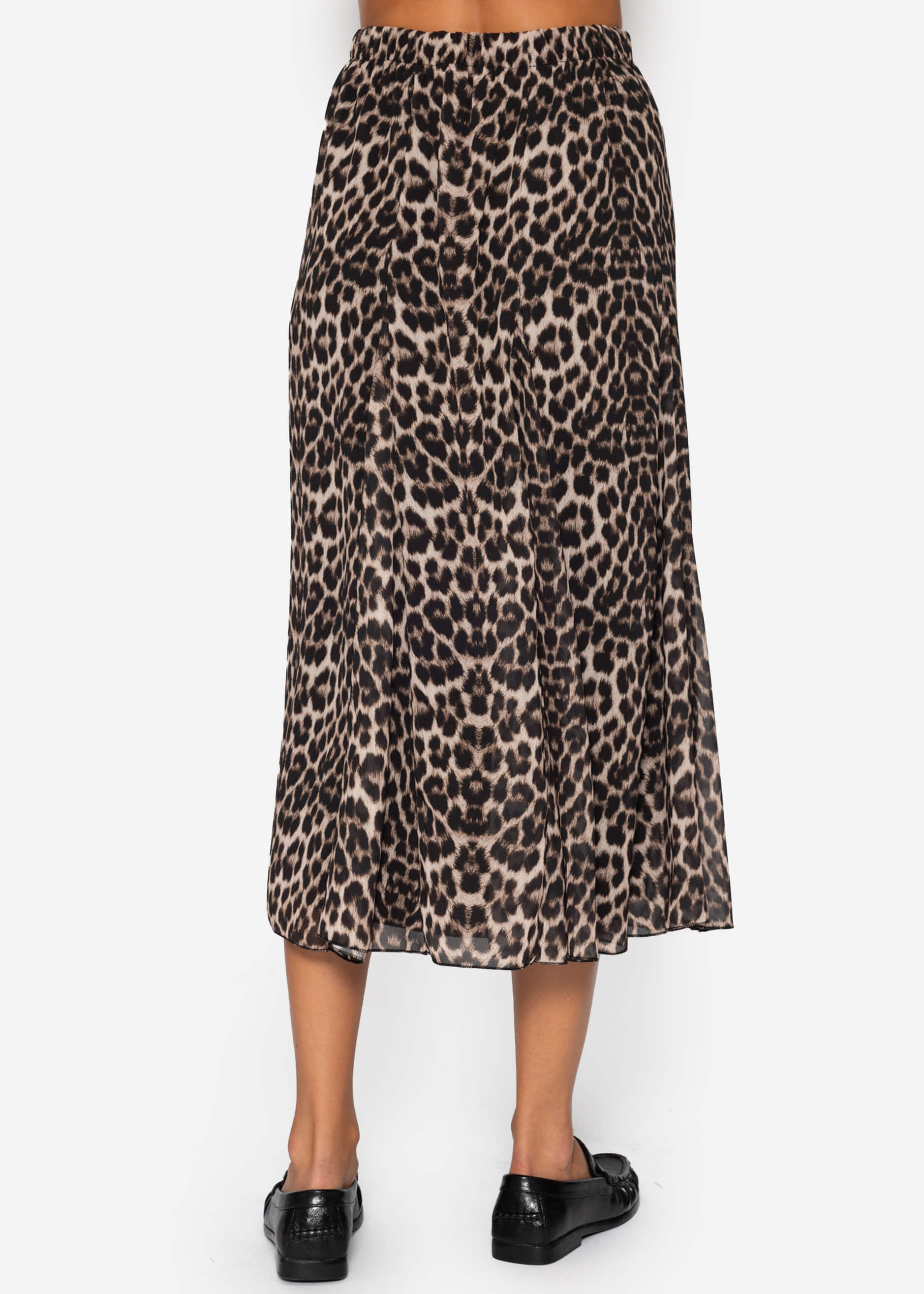 Roma | Falda larga de gasa estampado leopardo · Beige