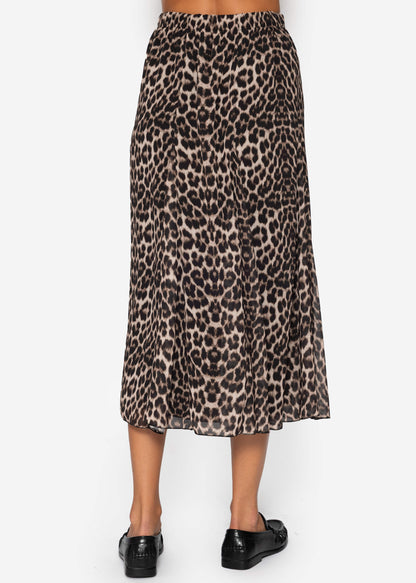 Roma | Falda larga de gasa estampado leopardo · Beige