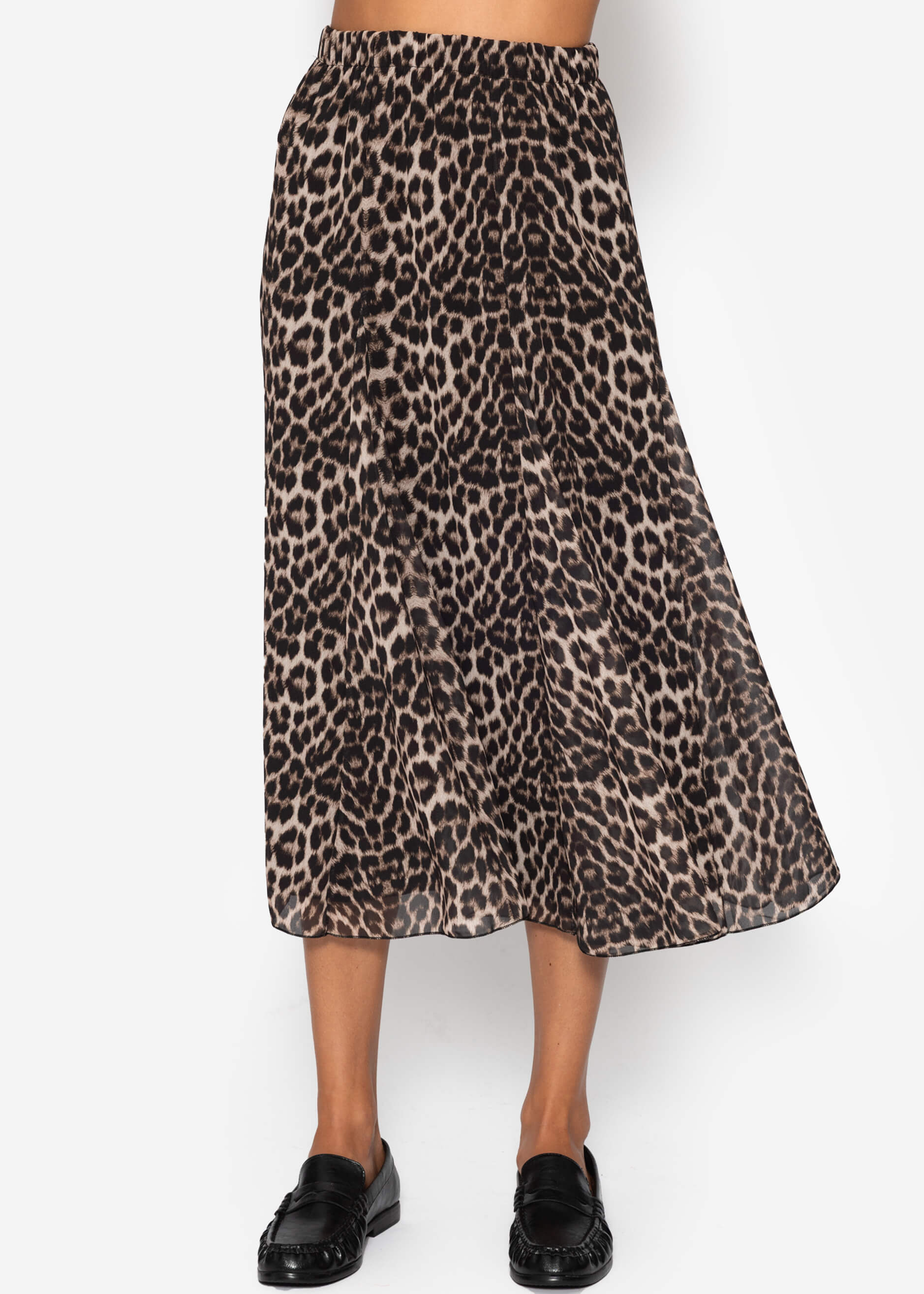 Roma | Falda larga de gasa estampado leopardo · Beige