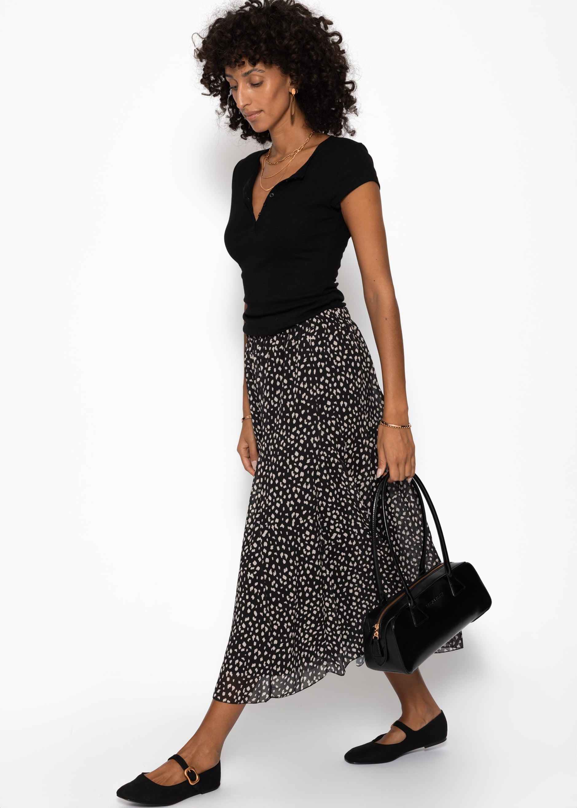 Greta | Falda larga de gasa · Negro