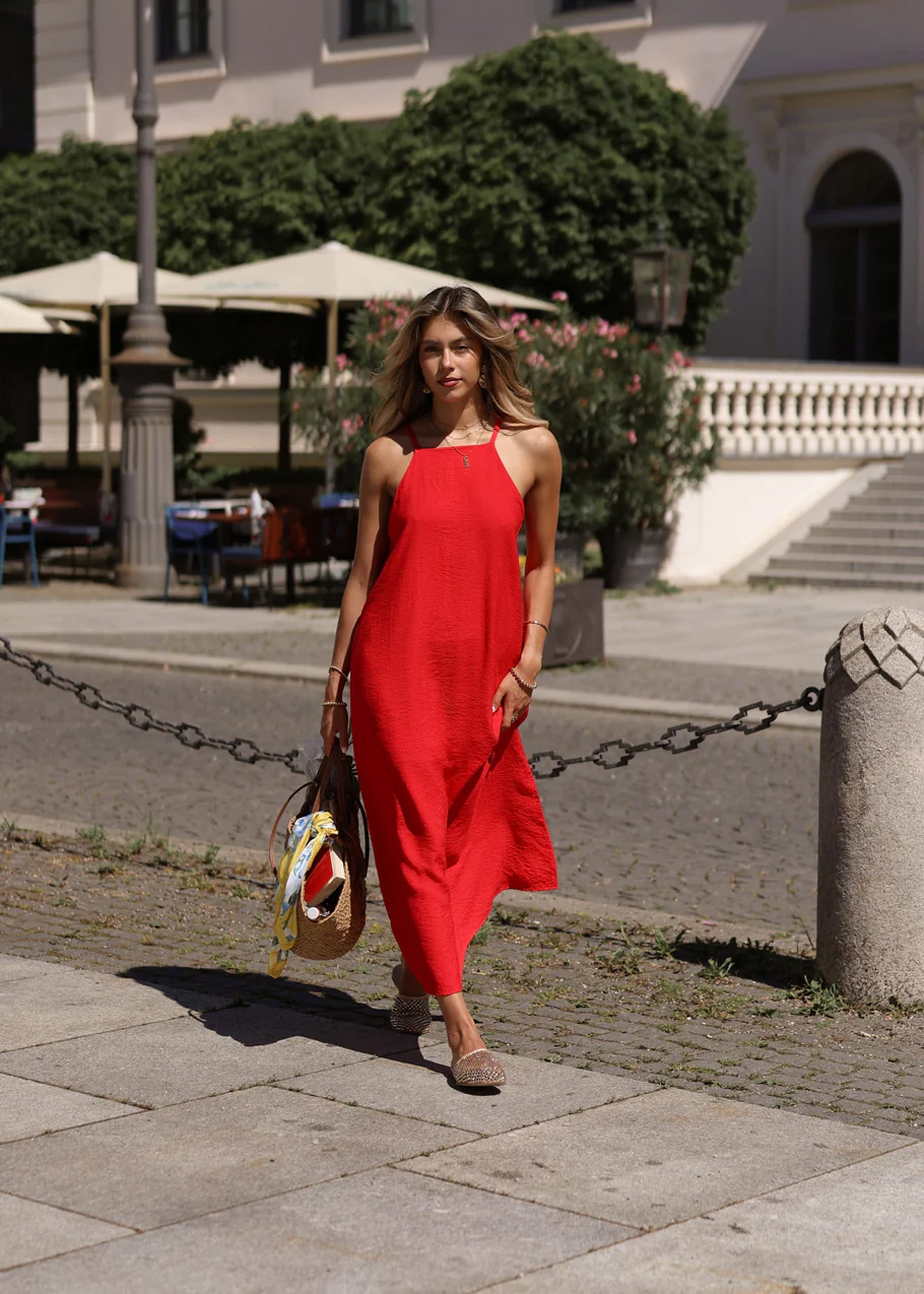 Alba | Vestido lencero largo · Rojo