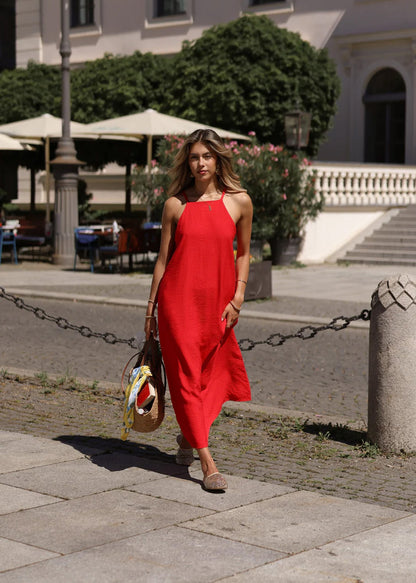 Alba | Vestido lencero largo · Rojo