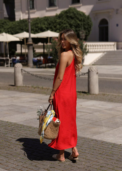 Alba | Vestido lencero largo · Rojo