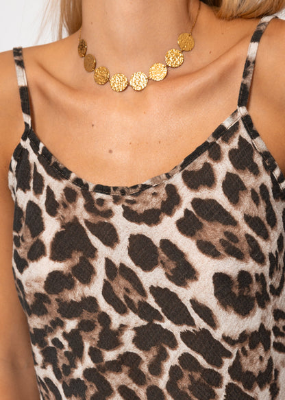 Dora | Top de muselina estampado leopardo · Marrón