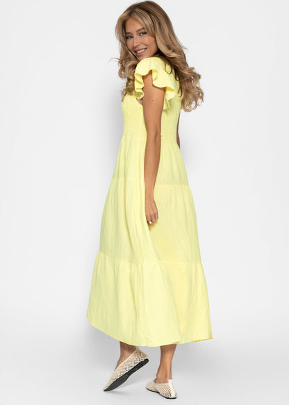 Amara | Vestido largo de muselina · Amarillo mantequilla
