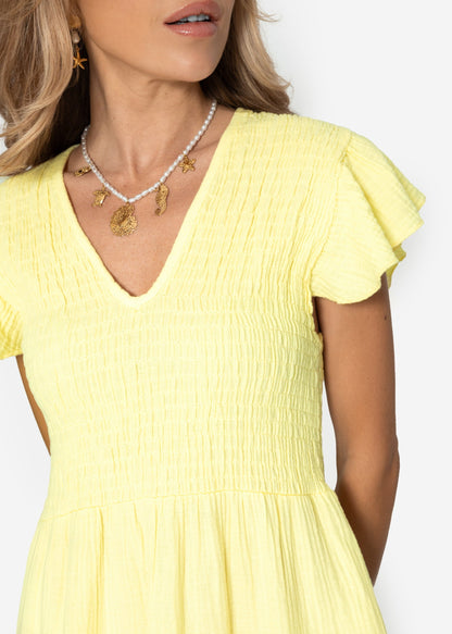 Amara | Vestido largo de muselina · Amarillo mantequilla