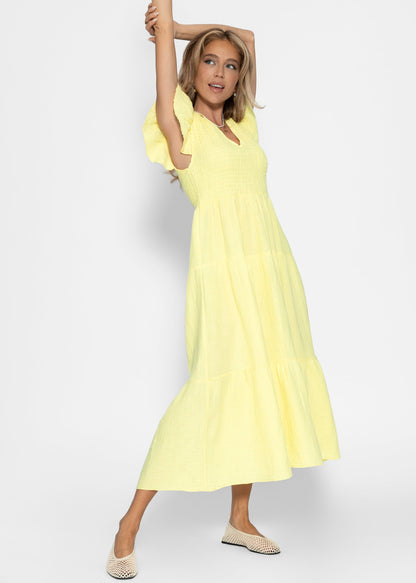 Amara | Vestido largo de muselina · Amarillo mantequilla