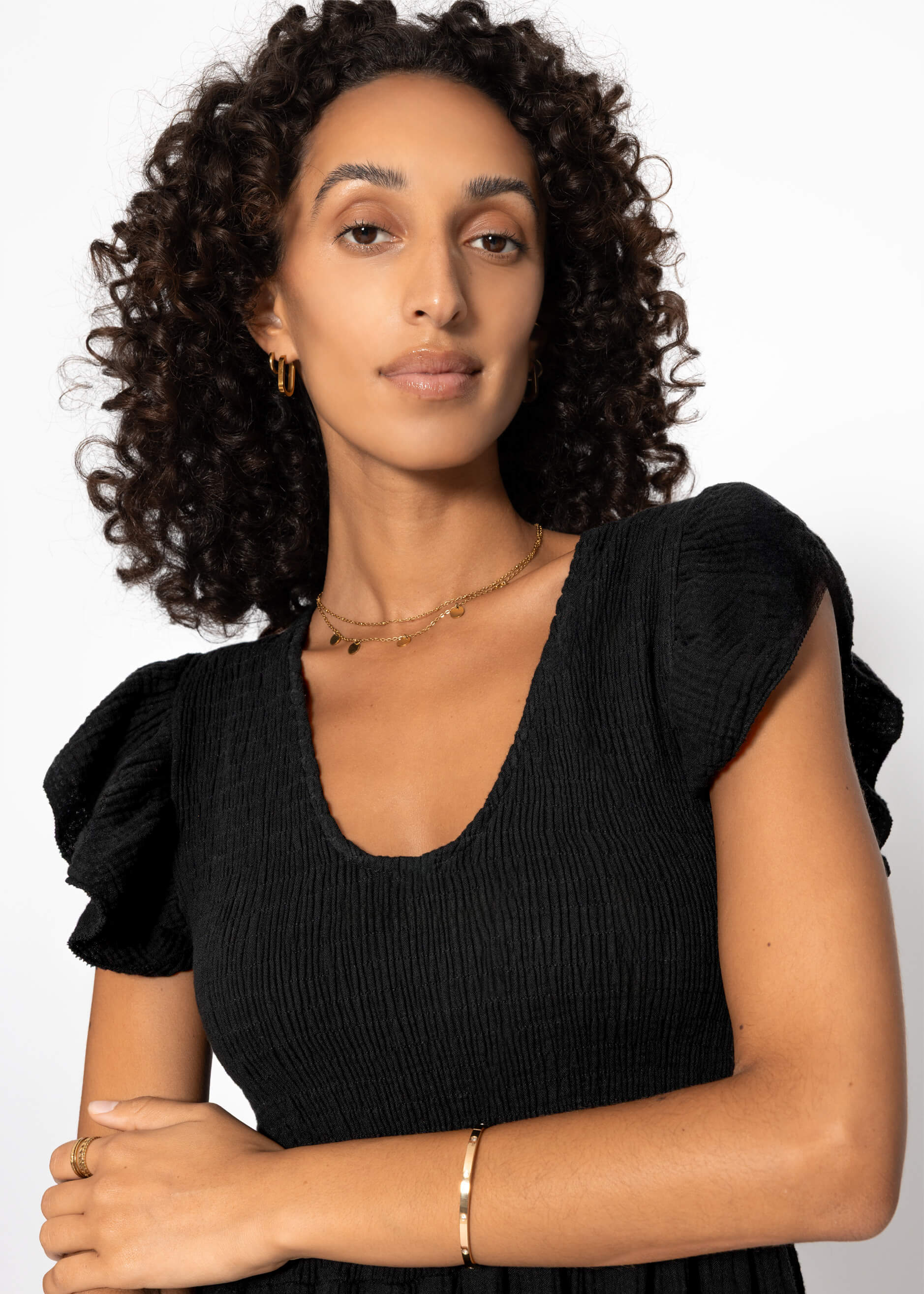Amara | Vestido largo de muselina · Negro