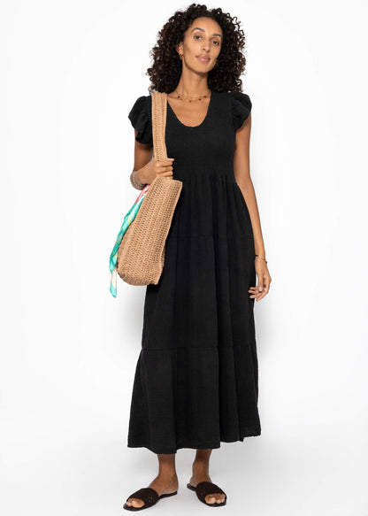 Amara | Vestido largo de muselina · Negro