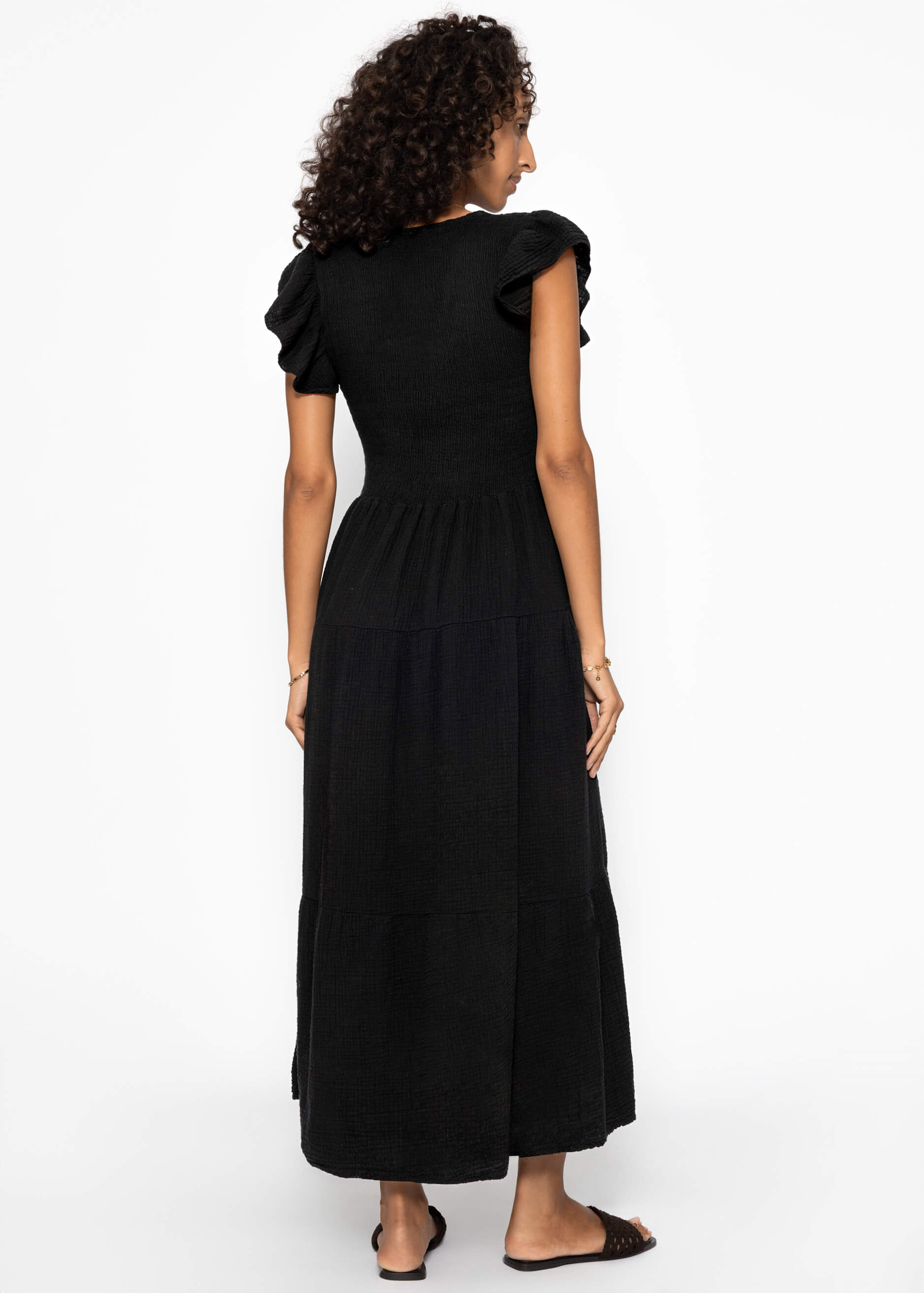 Amara | Vestido largo de muselina · Negro