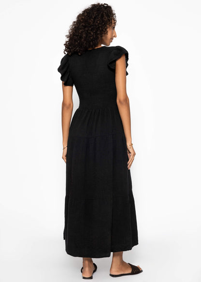 Amara | Vestido largo de muselina · Negro