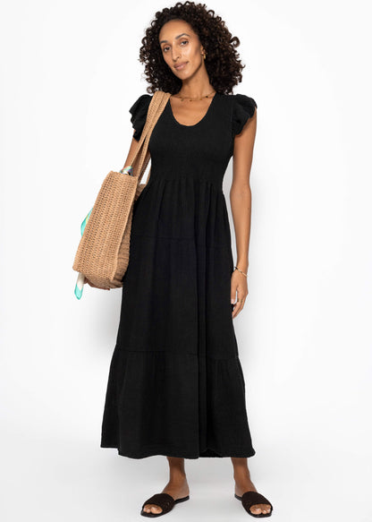 Amara | Vestido largo de muselina · Negro
