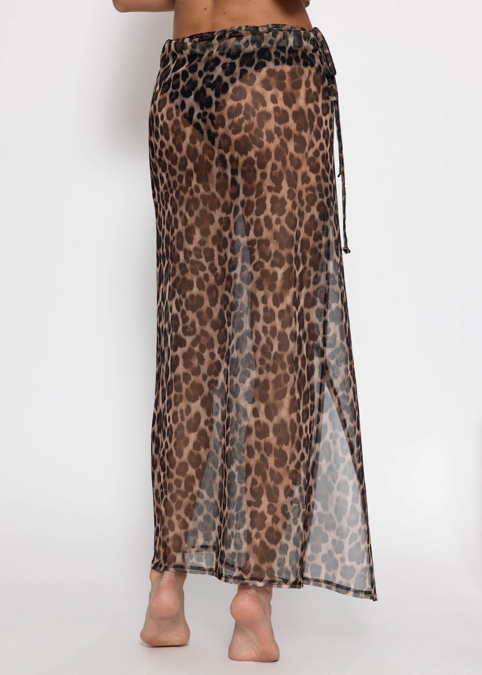 Micaela | Falda de rejilla estampado leopardo · Marrón
