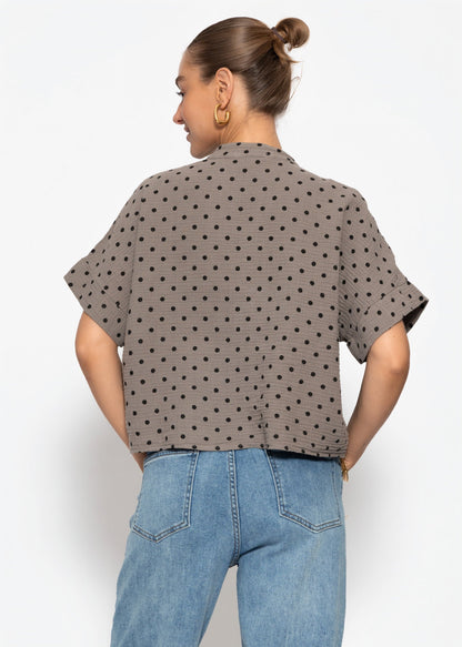 Elena | Blusa de muselina de lunares · Taupe