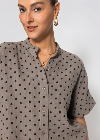 Elena | Blusa de muselina de lunares · Taupe