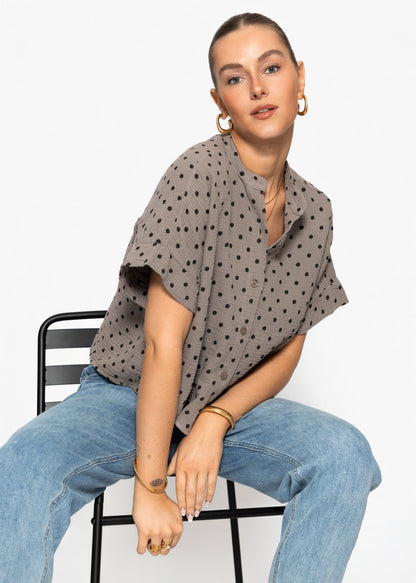 Elena | Blusa de muselina de lunares · Taupe