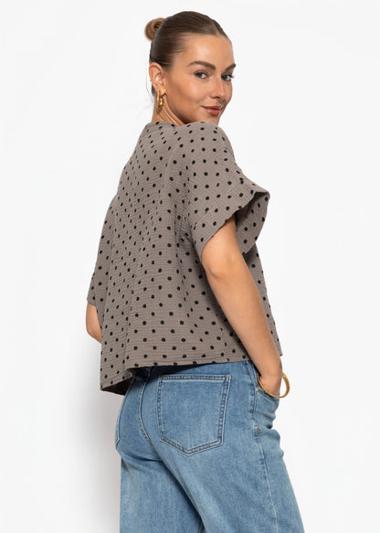 Elena | Blusa de muselina de lunares · Taupe