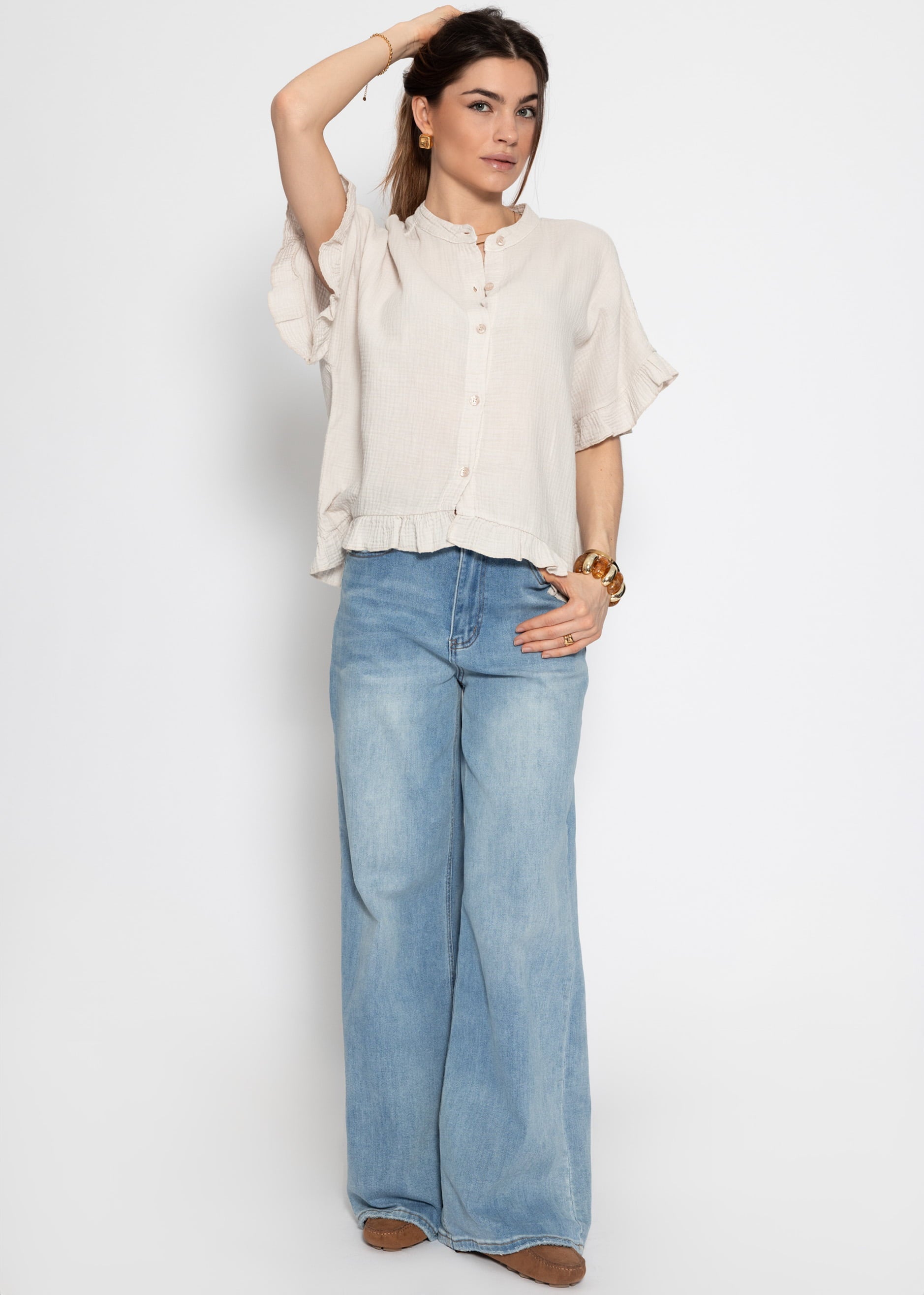 Clea | Blusa de muselina · Beige claro