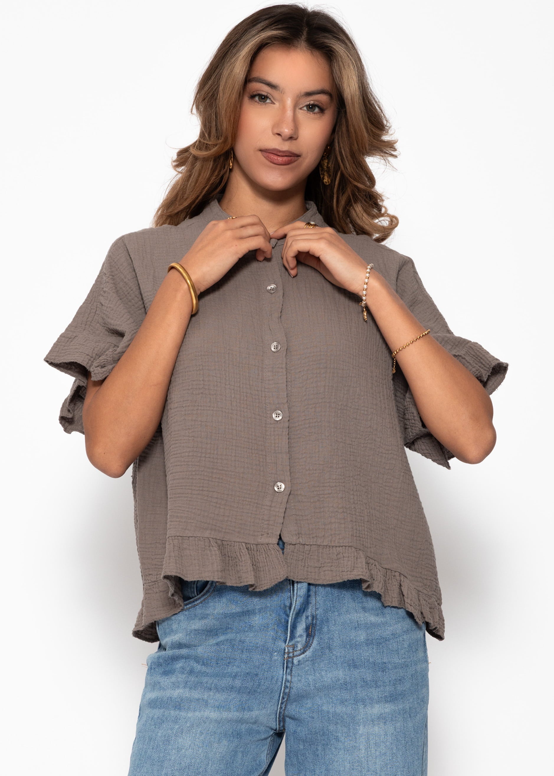 Clea | Blusa de muselina · Taupe
