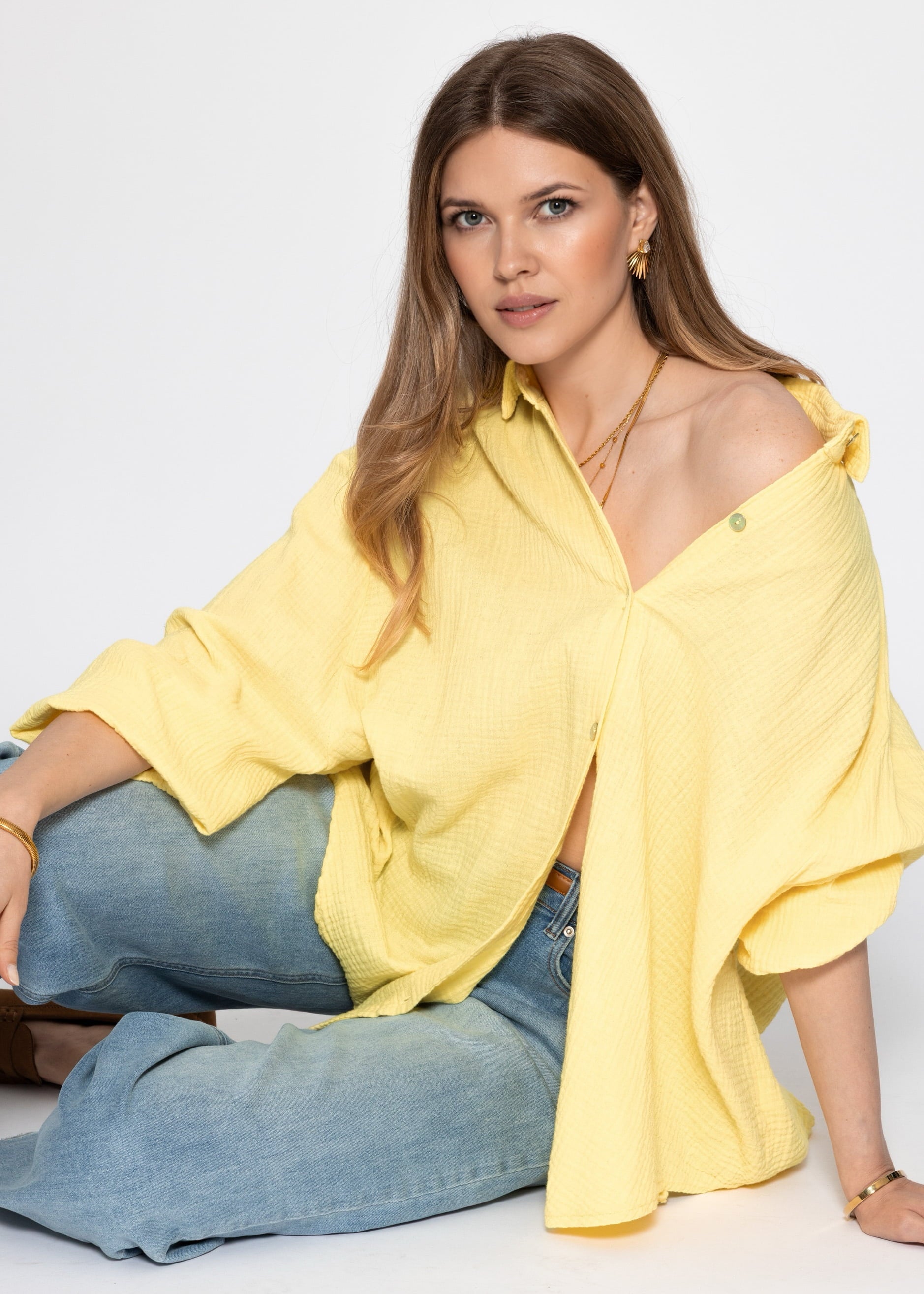 Emma | Blusa oversize de muselina · Amarillo