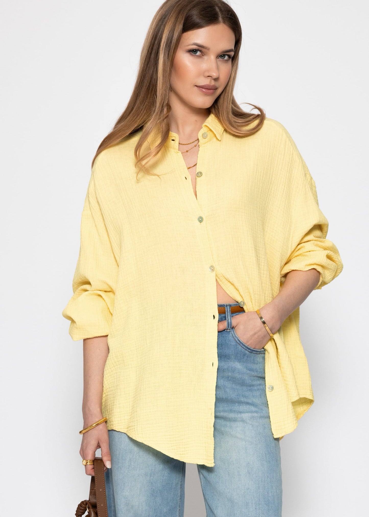 Emma | Blusa oversize de muselina · Amarillo